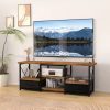TV Stand with Mount and Power Outlet, Swivel TV Stand Mount with LED Lights for 32/45/55/60/65/70 inch TVs, Entertainment Center