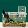 Transparent Fish Viewing Box Mini Micro Landscape Desktop Goldfish Bowl with Lid and Scale Rectangle Isolation Breeder Box