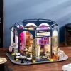 DIY Casa Wooden Dollhouse Kit Miniature with Furniture Book Cafe Shop Cottage Doll House Toys for Girls Adults Christmas Gifts
