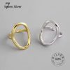 Real 925 sterling silver rings for women round hollow out gold color Trendy fine Jewelry Large Adjustable Antique Rings Anillos