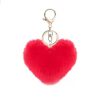 Cute Love Heart Pom Pom Pompon Keychain Loverly Bobbles Fluffy Pompom Key Chain Keyring For Girl Bag Cars Key Pendant