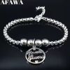 Family Grandmother Stainless Steel Bracelets for Women Bead Silver Color Bracelet Bangle Jewelry pulseras mujer B1966S01