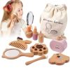 Wooden Play Makeup Early Learning Playset For Girl Pretend Play Beauty Makeup Kit With Styling Tools And Cosmetics For Toddler 4