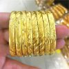 Plated Color 24K Real Gold 18K Bracelet 3D Hard Gold Plated K Gold Ornament Women's Fight Bracelet Push-Pull Wedding Jewelry