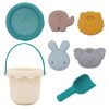 Silicone Kid Beach Toys Travel Friendly Beach Set Silicone Bucket Sand Molds Summer Outdoor Play Water Set Toys for Toddlers