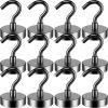 12 Pack 50lbs Magnetic Hooks, Heavy Duty Neodymium Magnets with Hook for Hanging Heavy Duty, Super Strong Magnetic Hooks