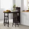 3-Piece Bar Table Set, Wooden Bistro Set w/Pub Table and 2 Saddle Stools, Bar Chairs Under Counter Height Table, Space