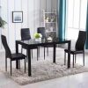 43.3 inch Solid Wood Indoor Modern Rectangular Dining Table Set for 4, Table and 4 Solid Wood Dining Chairs for Kitchen