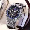 Men Watch US Fast Delivery Multifunctional Luxurious Rhinestone Moonlight Stainless Steel Business Leisure Quartz 1 Set Watches