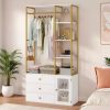 72" Traditional Freestanding Kitchen Sideboard Wardrobe Armoire with 4 Adjustable Shelves, White