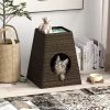 Large Hooded Cat Litter Box Tray Drawer Type Pet Kitty Toilet Top Entry Anti-Splashing Enclosed Potty with Hair Grooming Scoop