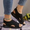 Women's Fashion Sandals New Summer Round Head Soft Frosted Open Toe Hollow Belt Buckle Flats