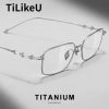 2025 Fashion Korean Pure Titanium Silver Frame Eyeglasses Men Women Luxury Retro Rectangular Optical Prescription Glasses Frames