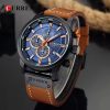 Automatic Watch Round True Three Calendar Men's Business Quartz Watch Fashion Big Ddial Leather Strap High End Trend Watch