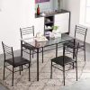 Dining Table and Chairs Set 6, 7 Pieces Kitchen Table Set with High Back Faux Leather Chair for Dining Room Kitchen Rectangular