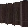 6 Panel Room Dividers Folding Privacy Screen, 10ft Wide 6ft Tall Partition Office Walls Separator with Small Base, Black