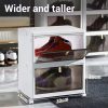 8 Tier Bamboo Shoe Storage Cabinet with Doors, 39-41 Pairs Shoe Rack for Closet, Freestanding Shoe Storage Cabinet