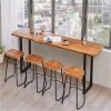 3-colors Extra Long Kitchen Bar Table, Rectangular Coffee Table, Metal Frame, Real Marble Console Table