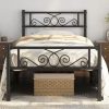 GREUSUAL Queen Size Bed Frame with 4 Storage Drawers and LED Lights, Queen Bed Frame with Upholstered Headboard and Charging