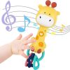 Baby Musical Rattle Toy-Light-Up Teether & Sensory Chew, BPA-Free Soft Rubber, Baby Shower & 1st Birthday Gift for 6-18 Months
