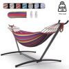 Nylon Portable Camping Hammock, Double Blue Leaf Print, Assembled Dimensions 124"L x 78"W