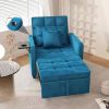 Tufted Soft Chaise Lounge Indoor, Linen Rivets Chaise Lounge Chair for Bedroom Living Room, Armless Upholstered Chaise Couch Cha