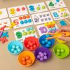 Montessori Wooden Counting Bead Math Toy - Number Matching & Arithmetic Game for Preschoolers Ages 3-5,Fine Motor Skill Learning