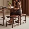 Solid Wood Dining Bench for Kitchen Retro Rattan Bench Entrance Porch Shoe Changing Stool Nordic Medieval Bedroom Long Benchs