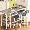 Slate Marble Kitchen Table Bar Table Pub Dining Counter High Table Breakfast Table, 4-6 Person, 120CM Long, Excluding Chairs  ﻿