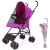 Portable Dog Stroller 4 Wheels for Large Dogs Foldable Pet Cat Travel Carriage Stroller Breathable Carrier for Outside Play