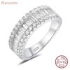Newshe D Color Moissanite Rings for Women Half Eternity Band 925 Sterling Silver Wedding Engagement Stunning Jewelry Ring