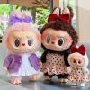 Lovely Bow Heart Flower Bud Skirt Set Decor Dress Sweater Cardigan Outfit Dolls Accessories For 17cm/38cm Labubu Doll Clothes