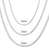 40-75cm 925 Sterling Silver 1MM/2MM/3MM solid Snake Chain Necklace For Men Women Fashion Jewelry for pendant free shipping