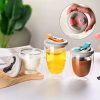 GIANXI 500ML Wooden Handle Coffee Mug Household Transparent Kitchen Glass Cup Cinerous Flower Tea Cup Coffeeware Teaware