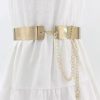 Fashion Adjustable Metal Belt Women Gold Silver Wide Bling Plate Waist Belt Mirror Waist Chain Waistband Cummerbunds