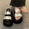 Women Wedge Heel 11CM Nightclub High Heels Sandals Trendy Hotel Nightclub Clear Luxury Banquet Crystal PU Rubber Slides Slippers