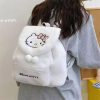 Sanrio Plush Schoolbag Hello Kitty Furry Bag Cute Cartoon Fluffy Satchel Tote Backpack Kawaii Handbags Large Capacity Plushie
