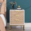 Nightstand Set of 2 Black Nightstand with 3 Drawers, Black Bedside Table Night Stand for Bedroom with Cut-Out Handle, Sofa Side