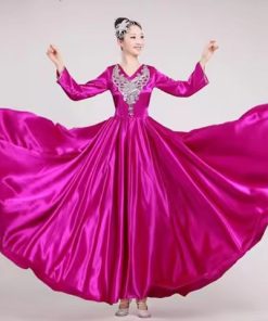 Girls Spanish Flamenco Dance Dresses 360/540/720 Degree Big Swing Skirt Kids Opening Dance Stage Performance Costumes