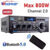 AK170 Mini Digital Power Audio Car Amplifier Blue Light Stereo Audio Amplifier for Home Theater Club Party Music 200Wx2 Power
