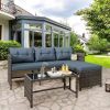 6-Piece Outdoor Patio Furniture Set Retractable Canopy Conversation Set