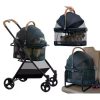 SucceBuy 100lbs Dog Bike Trailer 2-in-1 Pet Stroller Bicycle Carrier Folding Cart Frame with Wheels Reflectors Flag for Dogs
