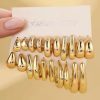 10 Pieces/set of New Irregularly Shaped ABS Acrylic Gold CCB Lightweight Earring Set, C-shaped and Teardrop Shaped