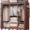 Metal Armoire Wardrobe Closet with 2 Drawers, Freestanding 2-Door Tall Clothing Storage with Adjustable Shelves and Hanging