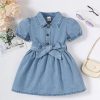 Baby Girl Party Dress Princess Birthday Dress Back Bow Wing Embroidery Mesh Solid Color Strap Mesh Dress 0-3 Years Old