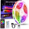 16ft/49ft/98ft/196ft Long LED Strip Lights - Color-Changing RGB Music Sync LED Rope Lights With 44-Key Remote And Phone App Cont