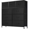 6 Drawer Dresser, 46'' Modern Chest of Drawers for Closet with LED Light, Wide Drawer Organizer Cabinet for Bedroom, White/Black