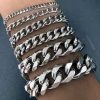 HNSP 3MM-15MM Thick Stainless Steel Cuban Chain Bracelet For Men Adjustable Size Trend Accessory Jewelry Hand Chains Male