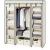 Metal Armoire Wardrobe Closet, Heavy-Duty Rustproof Steel Storage Cabinet with 4 Fixed Shelf and 1 Hanging Rod