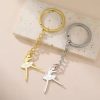 Skyrim Enamel Ballet Dancer Pendant Key Chain Women Girls Stainless Steel Gold Color Keyring Holder Keychains Pendant for to Bag